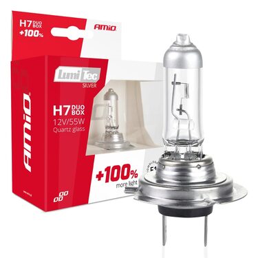 H7 12V 55W PX26d LUMITEC SILVER ΑΛΟΓΟΝΟΥ +100% UP TO 25m AMIO - 2 ΤΕΜ.