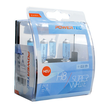 H8 12V 55W 3.450K PGJ19-1 POWERTECK SUPERWHITE 2ΤΕΜ.