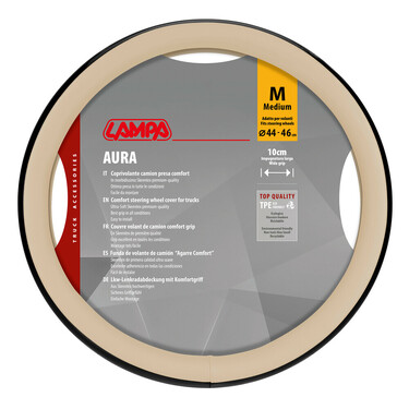 Lampa - Κάλυμμα Τιμονιού Φορτηγού Aura Skeentex Μπεζ Μέγεθος M Ø44–46cm Ultra-Soft, Αντιολισθητικό, Φάρδος 10cm - 1 τεμ. (L9707.5)