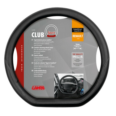 Lampa - Κάλυμμα Τιμονιού Club Sport από Skeentex για Renaultt T 01/22> κοφτό άοσμο μαλακό φαρδιά λαβή Μαύρο - 1 τεμ. (L9784.1)