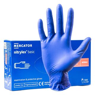 ΓΑΝΤΙΑ ΝΙΤΡΙΛΙΟΥ MERCATOR NITRYLEX BASIC ΜΙΑΣ ΧΡΗΣΗΣ ΣΕ ΜΠΛΕ ΧΡΩΜΑ LARGE (L) ΑΜΙΟ - 100 ΤΕΜ.