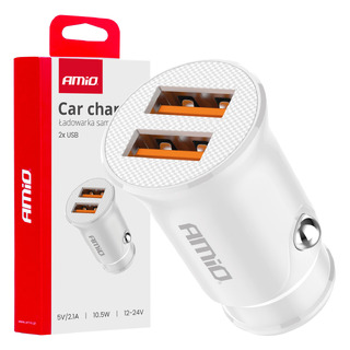 ΦΟΡΤΙΣΤΗΣ ΑΝΑΠΤΗΡΑ 12/24V ΜΕ 2 ΘΥΡΕΣ 2xUSB 10.5W 5V/2.1A ΛΕΥΚΟΣ AMIO - 1 Τεμ.
