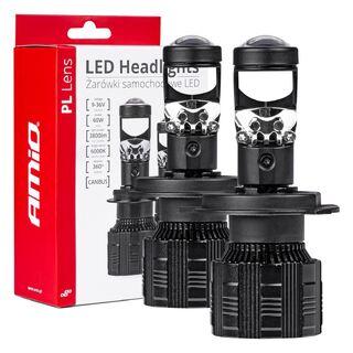 ΛΑΜΠΕΣ H4 PL-LENS SERIES 9>36V 60W 5.000K 3.800lm LED 2x4575 SMD CAN-BUS ΜΕ ΠΡΟΤΖΕΚΤΟΡΑ AMIO - 2 Τεμ.