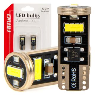 Amio - ΛΑΜΠΑΚΙΑ LED T10e W5W 12/24V 3x2055 SMD LED CAN-BUS ΛΕΥΚΟ - 2 ΤΕΜ. (03720/AM)