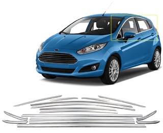 TRIM ΠΑΡΑΘΥΡΩΝ ΑΝΟΞΕΙΔΩΤΟ ΑΤΣΑΛΙ ΧΡΩΜΙΟ S-DIZAYN ΓΙΑ FORD FIESTA HB 5D 09+ - 16 TEM.