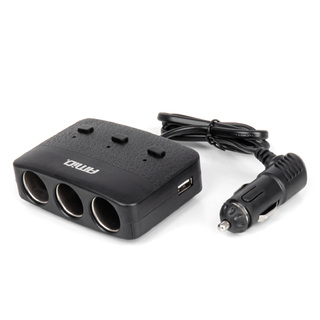 Amio - ΑΝΤΑΠΤΟΡΑΣ ΑΝΑΠΤΗΡΑ 12/24V 100W ΜΑΥΡΟΣ/3 ΘΕΣΕΙΣ/2xUSB-A /ΚΟΥΜΠΙ ON-OFF/ΕΝΔΕΙΞΗ LED/ΚΑΛΩΔΙΟ 70cm - 1 Τεμ. (04363/AM)