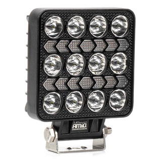 Amio - LED Λάμπα Εργασίας 36W 3600lm 6500K με Προειδοποιητικό Φως – 9–36V (Λευκό + Κίτρινο) Spot Αλουμινένια - 1 τεμ. - (04419/AM)