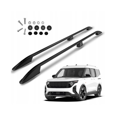 ΠΑΡΑΛΛΗΛΕΣ ΜΠΑΡΕΣ ΟΡΟΦΗΣ ΑΛΟΥΜΙΝΙΟΥ ΣΕ ΜΑΥΡΟ ΧΡΩΜΑ ELEGANCE ΓΙΑ FORD TRANSIT COURIER 2023+ ΜΕΓΙΣΤΟ ΒΑΡΟΣ ΦΟΡΤΙΟΥ 75KG OMTEC - 2 TEM.