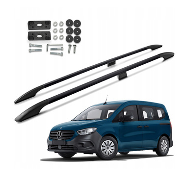 ΠΑΡΑΛΛΗΛΕΣ ΜΠΑΡΕΣ ΟΡΟΦΗΣ ΑΛΟΥΜΙΝΙΟΥ ΣΕ ΜΑΥΡΟ ΧΡΩΜΑ ELEGANCE L1 ΓΙΑ MERCEDES CITAN 2021+ ΜΕΓΙΣΤΟ ΒΑΡΟΣ ΦΟΡΤΙΟΥ 75KG OMTEC - 2 TEM.