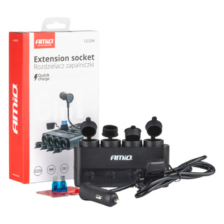 ΑΝΤΑΠΤΟΡΑΣ ΑΝΑΠΤΗΡΑ ΤΕΤΡΑΠΛΟΣ 12/24V 216W MAX ΜΕ 2 ΘΥΡΕΣ USB PD30W/QC3.0 AMIO - 1 Τεμ.