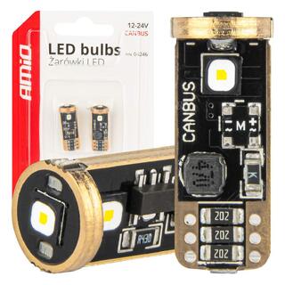 ΛΑΜΠΑΚΙΑ T10 W5W 12V/24V LED CAN-BUS 3xSMD 3838 ΛΕΥΚΟ 5500K ΑΜΙΟ - 2 ΤΕΜ.