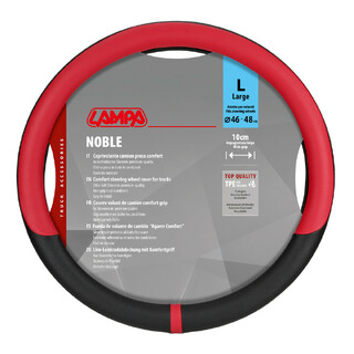 Lampa - Κάλυμμα Τιμονιού Φορτηγού NOBLE από Skeentex L 46-48εκ. Άοσμο Μαλακό αντιολισθητικό εύκολη τοποθέτηση φαρδιά λαβή 10εκ. Μαύρο / Κόκκινο - 1 τεμ. (L9708.8)