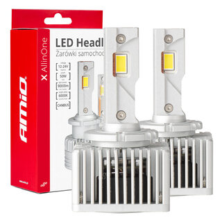 Amio - ΛΑΜΠΕΣ LED D3S/D5R/D8S 12/24V 6000K 9.000lm 50W X ALL IN ONE SERIES CAN-BUS (ΜΕ ΑΝΕΜΙΣΤΗΡΑΚΙ) - 2 ΤΕΜ. (03669/AM)