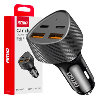 ΦΟΡΤΙΣΤΗΣ ΑΝΑΠΤΗΡΑ ΜΕ 4 ΘΥΡΕΣ 2xUSB-A+2xUSB-C 50W ΜΑΥΡΟ AMIO - 1 Τεμ.