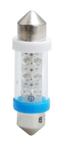 ΛΑΜΠΑΚΙΑ ΠΛΑΦΟΝΙΕΡΑΣ C5W/C10W 12V 0,37W SV8,5 36mm LED 6xFlux 3mm ΜΠΛΕ  M-TECH - 1 ΤΕΜ.