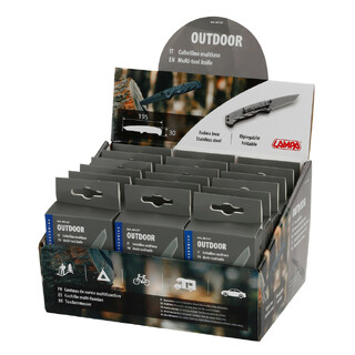 ΣΟΥΓΙΑΣ / ΜΑΧΑΙΡΙ ΤΣΕΠΗΣ / ΠΟΛΥΕΡΓΑΛΕΙΟ OUTDOOR INOX ΜΕ ΚΛΙΠ ΓΙΑ ΖΩΝΗ 18x15x23cm ΣΕ ΣΤΑΝΤ LAMPA - 18 ΤΕΜ.