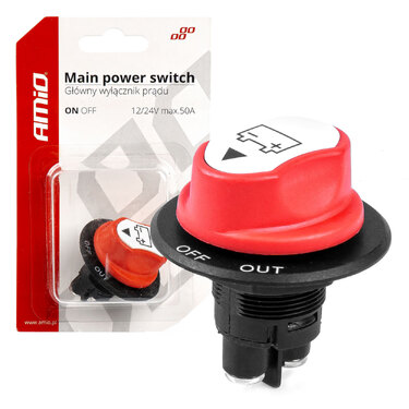 ΔΙΑΚΟΠΤΗΣ POWER-OFF ΜΠΑΤΑΡΙΑΣ ΓΕΝΙΚΟΥ ΡΕΥΜΑΤΟΣ 12-32V 50A 29mm 3 ΛΕΙΤΟΥΡΓΙΩΝ AMIO - 1 ΤΕΜ.