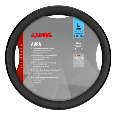 Lampa - Κάλυμμα Τιμονιού Φορτηγού Aura Skeentex Μαύρο Μέγεθος L Ø46–48cm Ultra-Soft, Αντιολισθητικό, Φάρδος 10cm - 1 τεμ. (L9707.4)