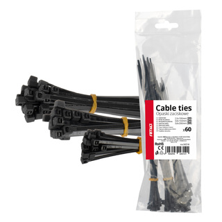 ΔΕΜΑΤΙΚΑ/ΔΕΤΙΚΑ ΚΑΛΩΔΙΩΝ TIE WRAP(ΤΑΙΡΑΠ) 2.5x100mm / 3.6x150mm / 3.6x200mm ΜΑΥΡΟ ΧΡΩΜΑ ΣΕΤ ΑΜΙΟ - 60 ΤΕΜ.