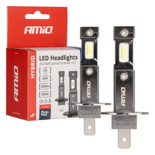 Amio - ΛΑΜΠΕΣ LED H1 12V 60W 6.000K 5.600lm +400% CAN-BUS HYBRID SERIES - 2 τεμ. (04112/AM)