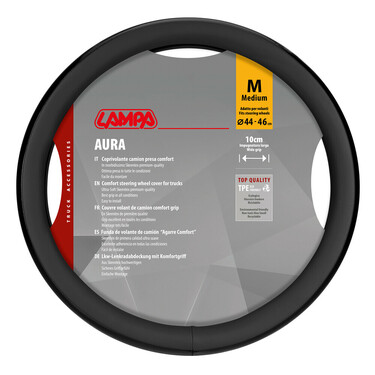 Lampa - Κάλυμμα Τιμονιού Φορτηγού Aura Skeentex Μαύρο Μέγεθος M Ø44–46cm Ultra-Soft, Αντιολισθητικό, Φάρδος 10cm - 1 τεμ. (L9707.3)