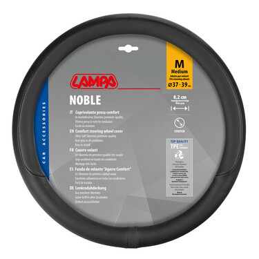 Lampa - Κάλυμμα Τιμονιού NOBLE (M) 37/39cm Μαύρο άοσμο διάτρητο αντιολισθητικό μαλακό Skeentex (πάχος 8,2cm) - 1 τεμ. (L3289.9)