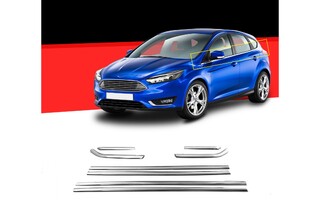 TRIM ΠΑΡΑΘΥΡΩΝ ΑΝΟΞ.ΑΤΣΑΛΙ ΧΡΩΜΙΟ S-DIZAYN ΓΙΑ FORD FOCUS 5D HB 2011+ - 8ΤΕΜ
