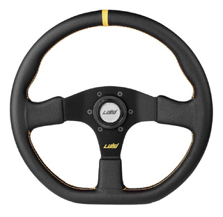 ΤΙΜΟΝΙ STEALTH CORSA 355mm ΤΡΙΑΚΤΙΝΟ ΔΕΡΜΑΤΙΝΟ ΜΑΥΡΟ LUISI