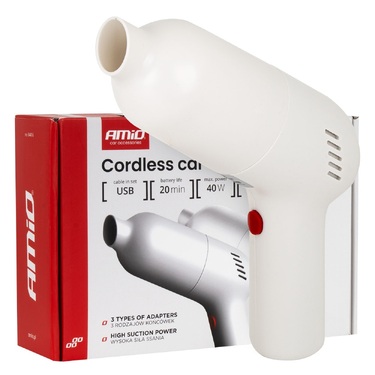 Amio - Ασύρματη Ηλεκτρική Σκούπα Αυτοκινήτου VC-07 40W 4,5 kPa με Φίλτρο HEPA – USB-C - 1 Τεμ. (04415/AM)