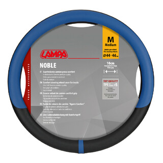 Lampa - Κάλυμμα Τιμονιού Φορτηγού NOBLE από Skeentex M 44-46εκ. Άοσμο Μαλακό αντιολισθητικό εύκολη τοποθέτηση φαρδιά λαβή 10εκ. Μαύρο / Μπλε - 1 τεμ. (L9708.5)