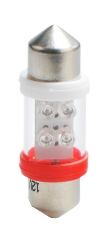 ΛΑΜΠΑΚΙΑ ΠΛΑΦΟΝΙΕΡΑΣ C5W/C10W 12V 0,49W SV8,5 31mm LED 4xFlux 3mm ΚΟΚΚΙΝΟ 1ΤΕΜ.
