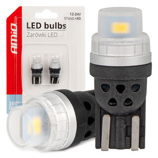 ΛΑΜΠΑΚΙΑ T10 W5W 12/24V 2x3020 SMD LED ΛΕΥΚΟ PURE LIGHT SERIES AMIO - 2 Τεμ.