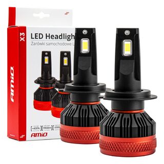 ΛΑΜΠΕΣ LED H7 9-16V 90W 6.500K 9900lm CAN BUS (ME ΑΝΕΜΙΣΤΗΡΑΚΙ) X3 SERIES AMIO - 2ΤΕΜ.